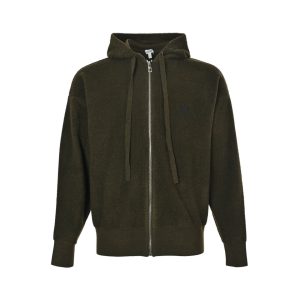 Loewe Hooded Wool Zipped Vest- Green