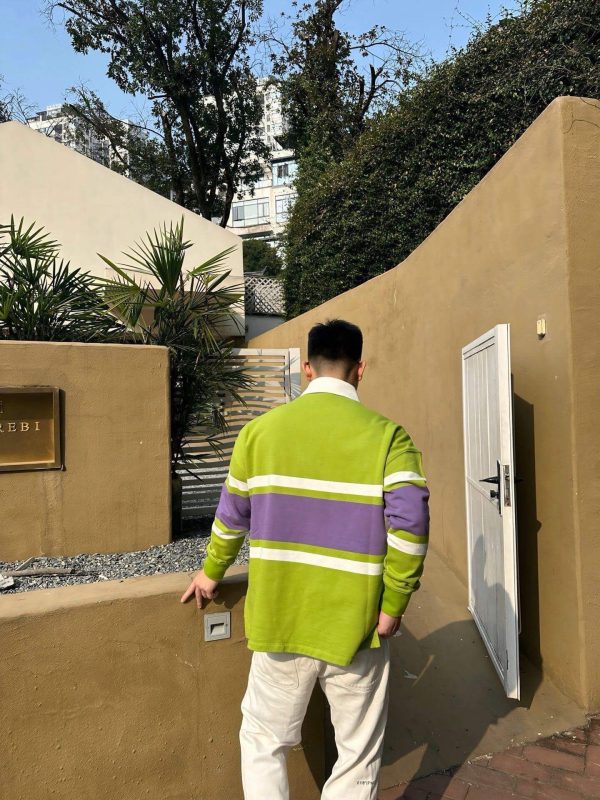 Loewe Multicolor Cotton Oversize Polo SweatShirt- Green (2) Loewe Multicolor Cotton Oversize Polo SweatShirt- Green