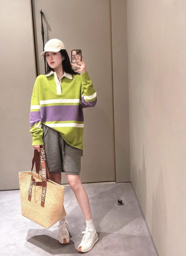 Loewe Multicolor Cotton Oversize Polo SweatShirt- Green (4) Loewe Multicolor Cotton Oversize Polo SweatShirt- Green