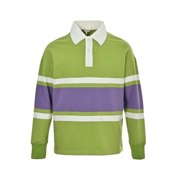 Loewe Multicolor Cotton Oversize Polo SweatShirt- Green (7) Loewe Multicolor Cotton Oversize Polo SweatShirt- Green