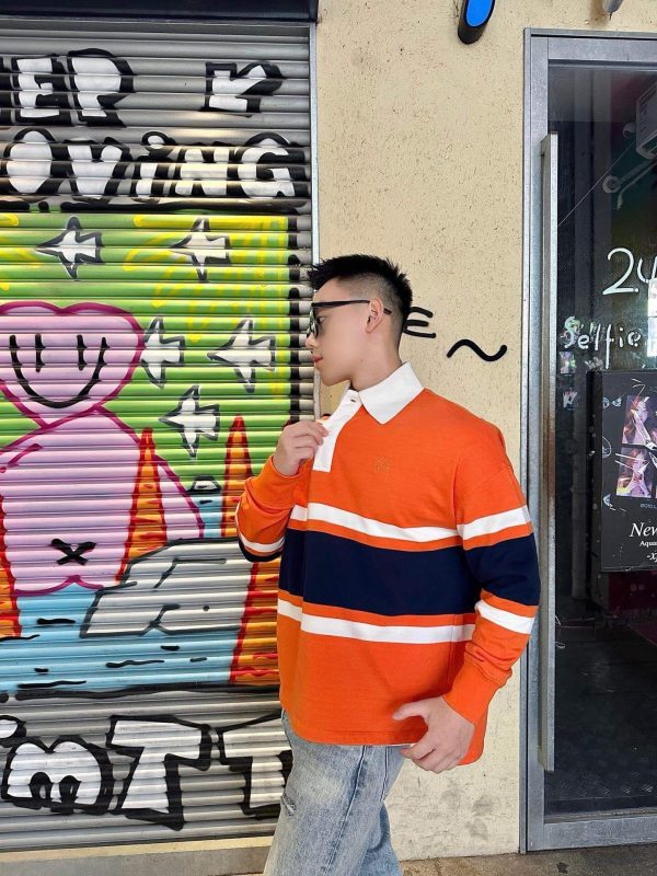 Loewe Multicolor Cotton Oversize Polo SweatShirt- Orange