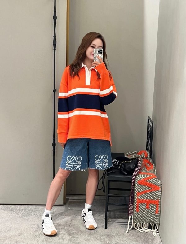 Loewe Multicolor Cotton Oversize Polo SweatShirt- Orange