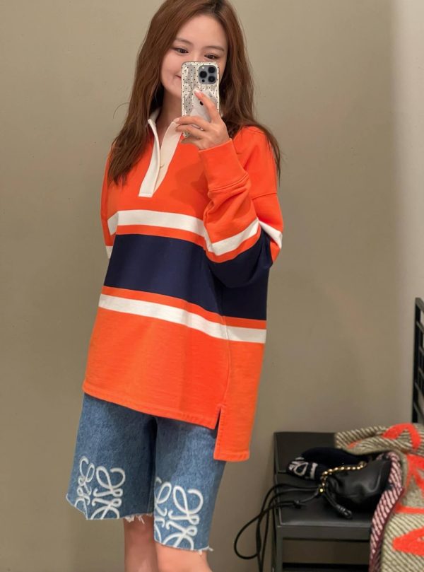 Loewe Multicolor Cotton Oversize Polo SweatShirt- Orange