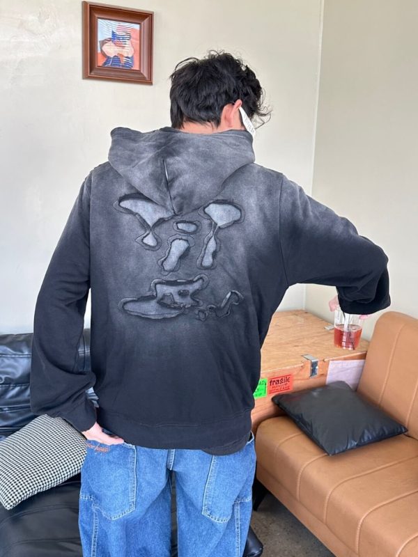 Louis Vuitton Cutout Appliqué Embroidered Washed Hoodie- Black