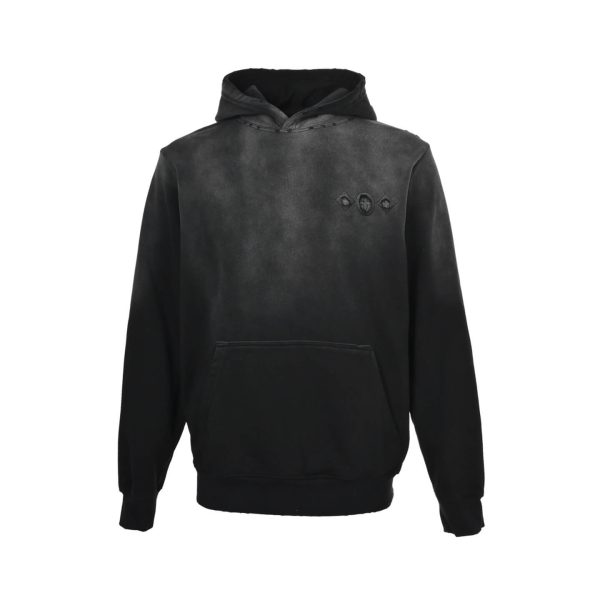 Louis Vuitton Cutout Appliqué Embroidered Washed Hoodie- Black