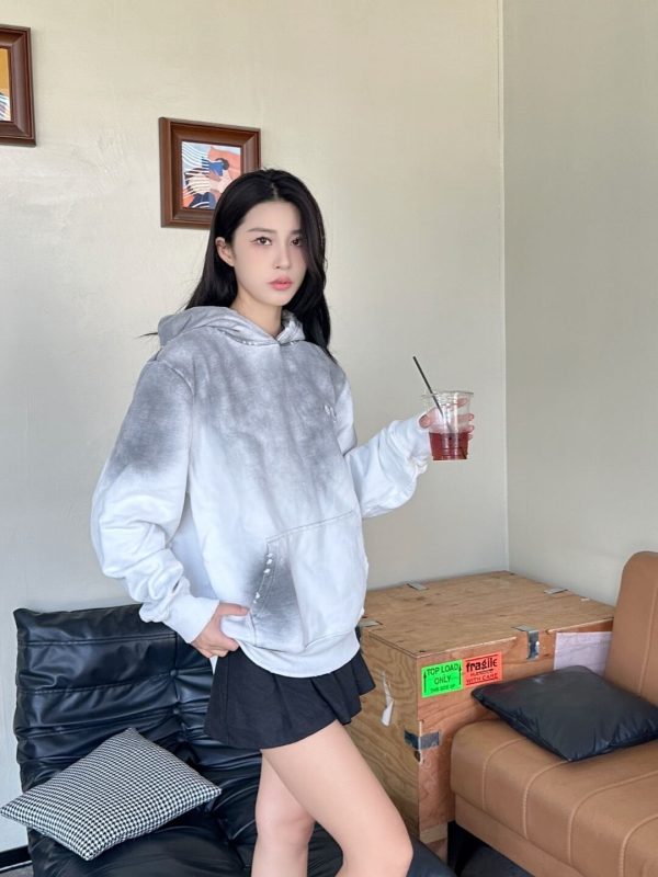 Louis Vuitton Cutout Appliqué Embroidered Washed Hoodie- Noir Blanc