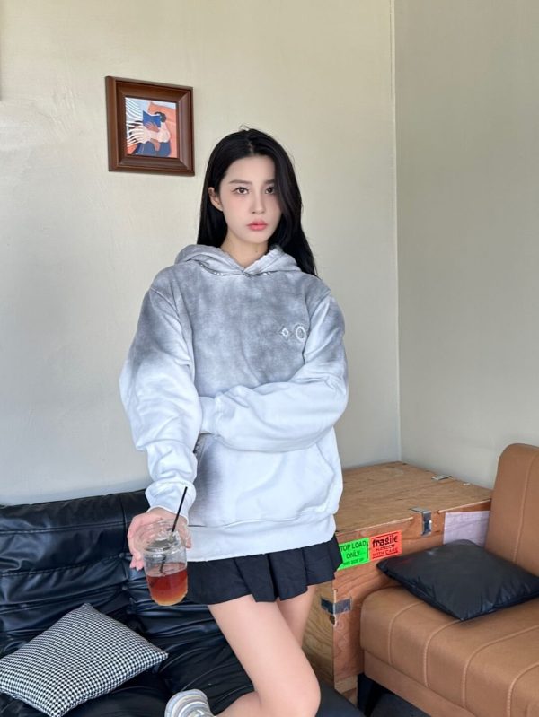 Louis Vuitton Cutout Appliqué Embroidered Washed Hoodie- Noir Blanc