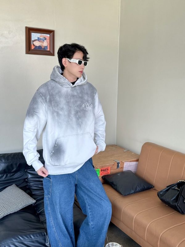 Louis Vuitton Cutout Appliqué Embroidered Washed Hoodie- Noir Blanc