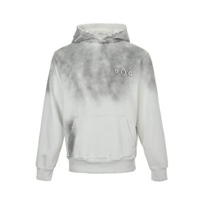 Louis Vuitton Cutout Appliqué Embroidered Washed Hoodie- Noir Blanc