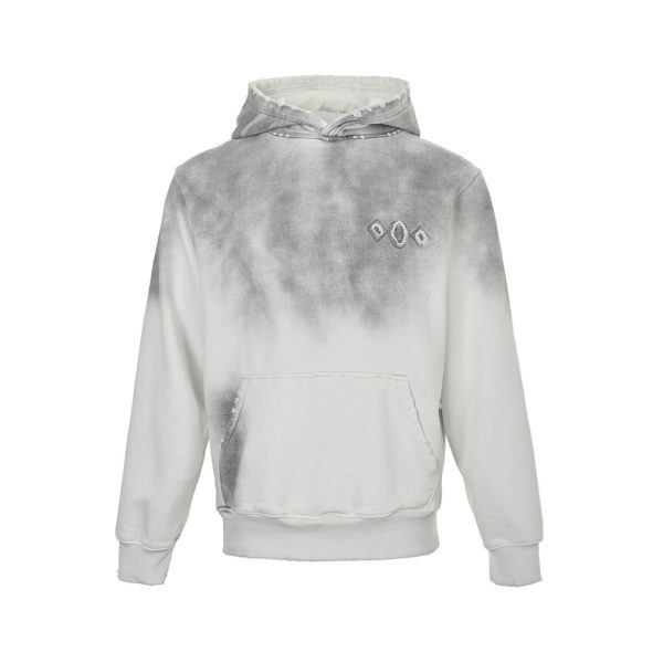 Louis Vuitton Cutout Appliqué Embroidered Washed Hoodie- Noir Blanc