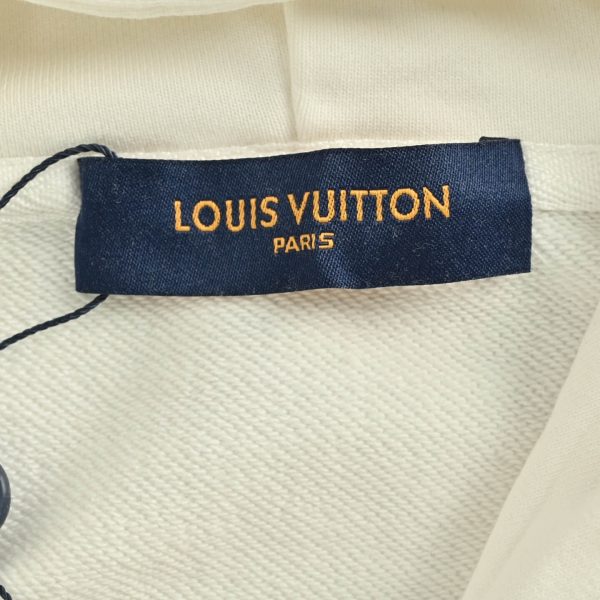 Louis Vuitton LV Embossed Cotton Hoodie- Cream (1) Louis Vuitton LV Embossed Cotton Hoodie- Cream