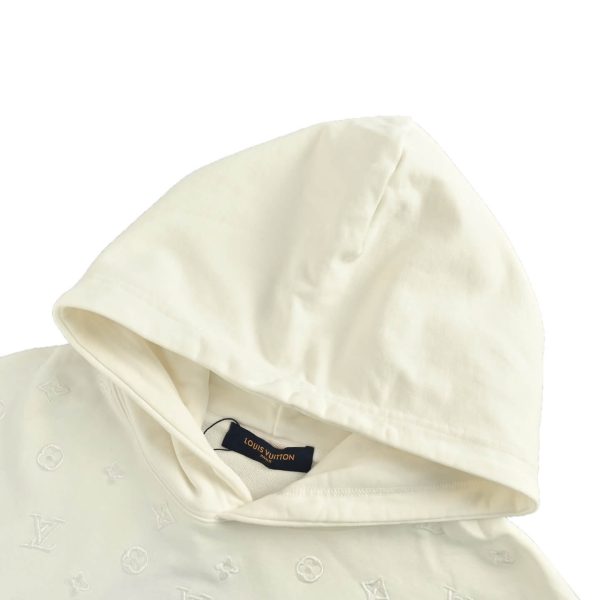 Louis Vuitton LV Embossed Cotton Hoodie- Cream (5) Louis Vuitton LV Embossed Cotton Hoodie- Cream