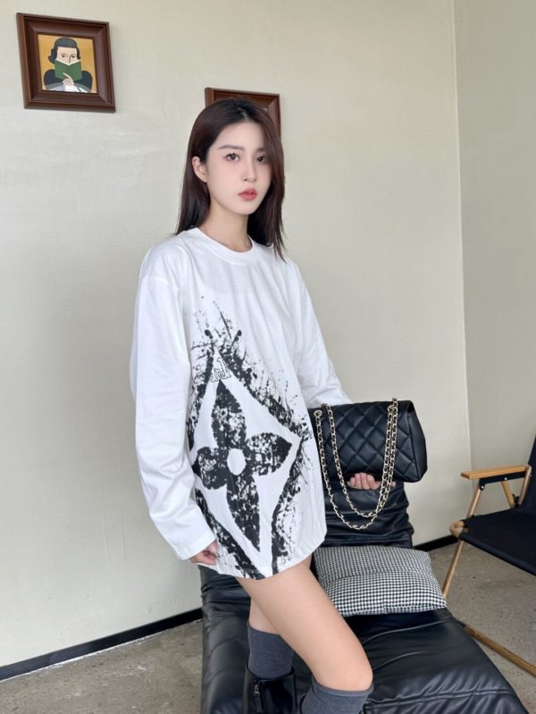 Louis Vuitton Long-sleeved with Clover Splatter Print Shirt- White