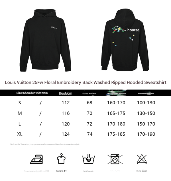 Louis Vuitton Monogram Floral Embroidery Back Hoodie – Black