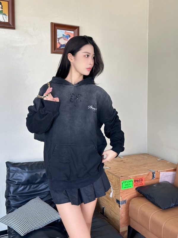 Louis Vuitton Monogram Floral Embroidery Back Hoodie – Black