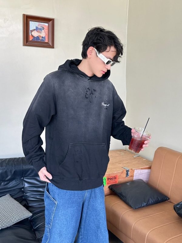 Louis Vuitton Monogram Floral Embroidery Back Hoodie – Black