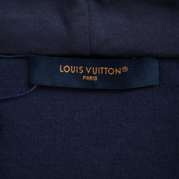 Louis Vuitton Monogram French Terry Zip-Through Hoodie- Navy Blue