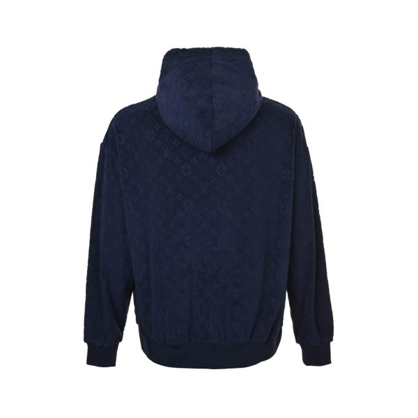 Louis Vuitton Monogram French Terry Zip-Through Hoodie- Navy Blue