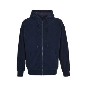 Louis Vuitton Monogram French Terry Zip-Through Hoodie- Navy Blue