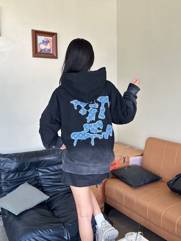 Louis Vuitton Monogram Gradient Hoodie- BlackGrey (3) Louis Vuitton Monogram Gradient Hoodie- Black/Grey