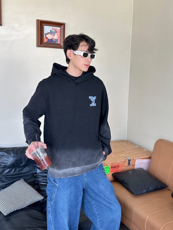 Louis Vuitton Monogram Gradient Hoodie- BlackGrey (4) Louis Vuitton Monogram Gradient Hoodie- Black/Grey