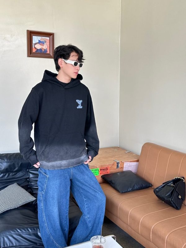 Louis Vuitton Monogram Gradient Hoodie- BlackGrey (7) Louis Vuitton Monogram Gradient Hoodie- Black/Grey