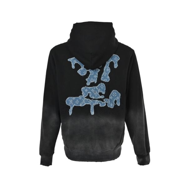 Louis Vuitton Monogram Gradient Hoodie- BlackGrey (8) Louis Vuitton Monogram Gradient Hoodie- Black/Grey