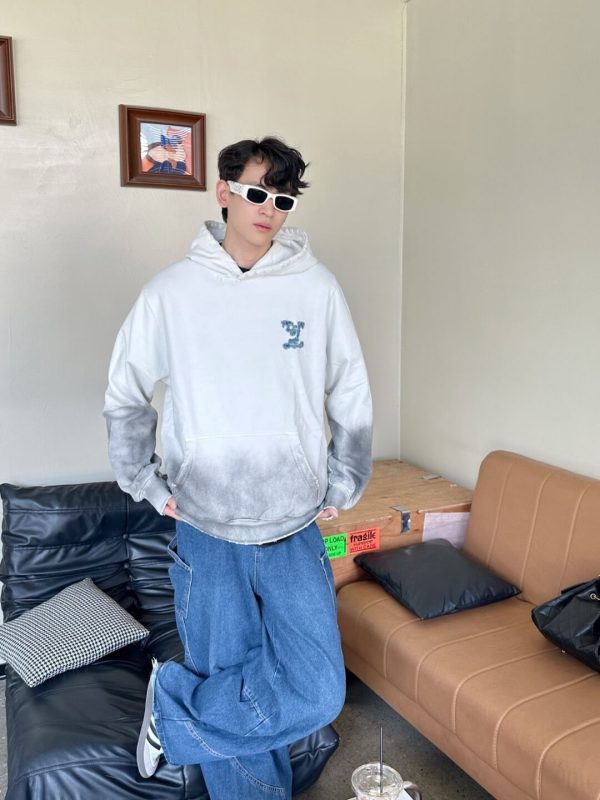 Louis Vuitton Monogram Gradient Hoodie- Gray/White