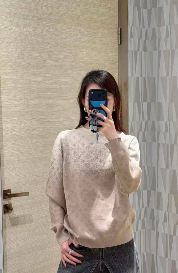 Louis Vuitton Monogram Long-Sleeved Crewneck- Beige