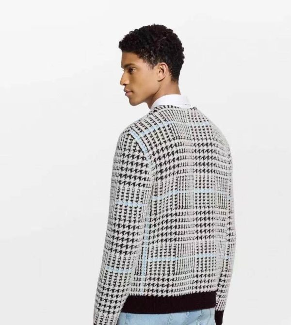Louis Vuitton Textured Plaid Cardigan- Brown