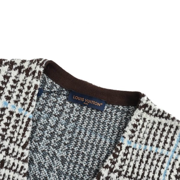 Louis Vuitton Textured Plaid Cardigan- Brown