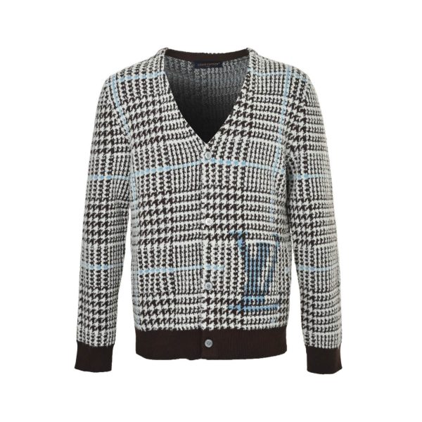 Louis Vuitton Textured Plaid Cardigan- Brown
