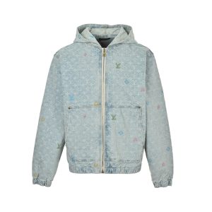 Louis Vuitton x NBA Hooded Denim Jacket- Light Blue