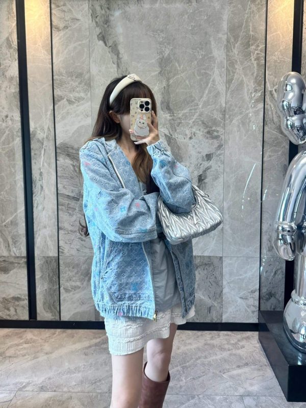 Louis Vuitton x NBA Hooded Denim Jacket- Light Blue