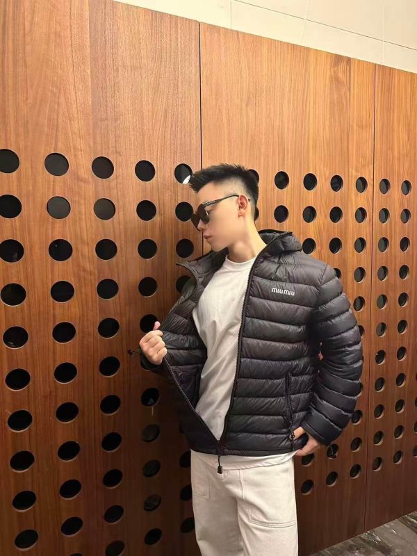 Miu Miu Light Pongé Down Hoodie Jacket – Black (4) Miu Miu Light Pongé Down Hoodie Jacket – Black