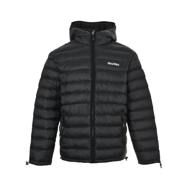 Miu Miu Light Pongé Down Hoodie Jacket – Black (7) Miu Miu Light Pongé Down Hoodie Jacket – Black