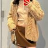 Miu Miu Shearling-collar Logo Bomber Jacket- Beige