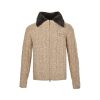 Miu Miu Shearling-collar Logo Bomber Jacket- Beige