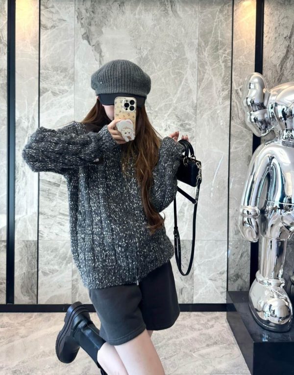 Miu Miu Shearling-collar Logo Bomber Jacket- Grey (2) Miu Miu Shearling-collar Logo Bomber Jacket- Grey