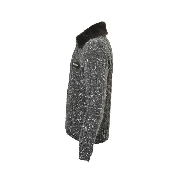 Miu Miu Shearling-collar Logo Bomber Jacket- Grey (8) Miu Miu Shearling-collar Logo Bomber Jacket- Grey