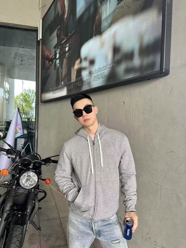 Miu Miu Technical Fabric Reversible Hooded Jacket- Navy Blue and Grey