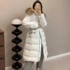 Moncler Boedic Puffer with Belt and Fur Collar Jacket- White