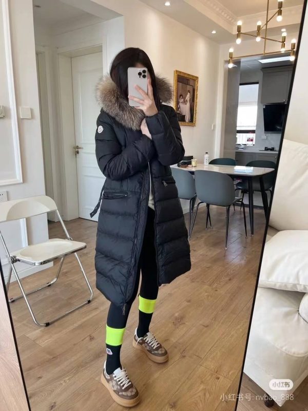 Moncler Boedic Puffer with Belt and Fur Collar Jacket- Black (3) Moncler Boedic Puffer with Belt and Fur Collar Jacket- Black