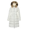Moncler Boedic Puffer with Belt and Fur Collar Jacket- White
