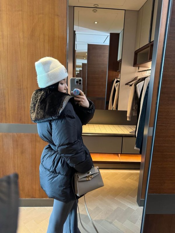 Moncler Brasseurs with Faux Fur Trim- Down Jacket- Black