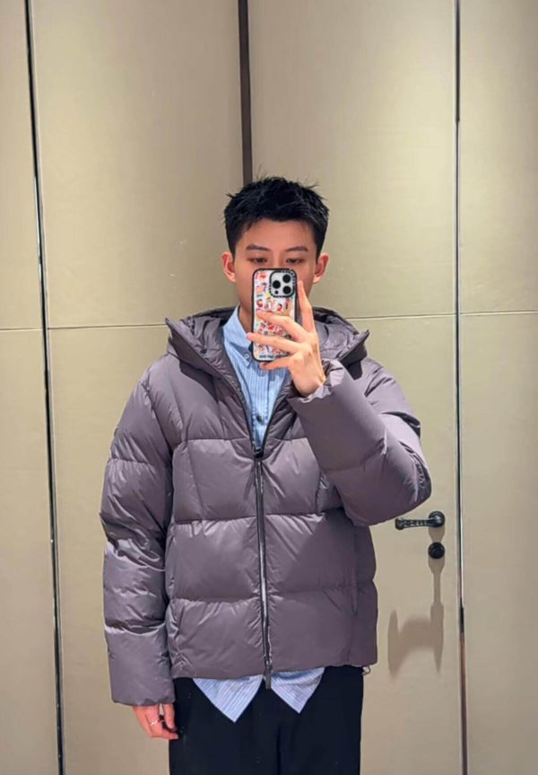 Moncler Cecaud Hooded Short Down Jacket- Gray