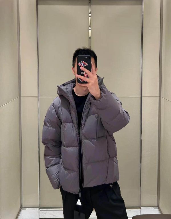 Moncler Cecaud Hooded Short Down Jacket- Gray