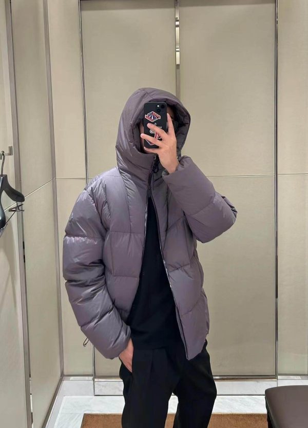 Moncler Cecaud Hooded Short Down Jacket- Gray