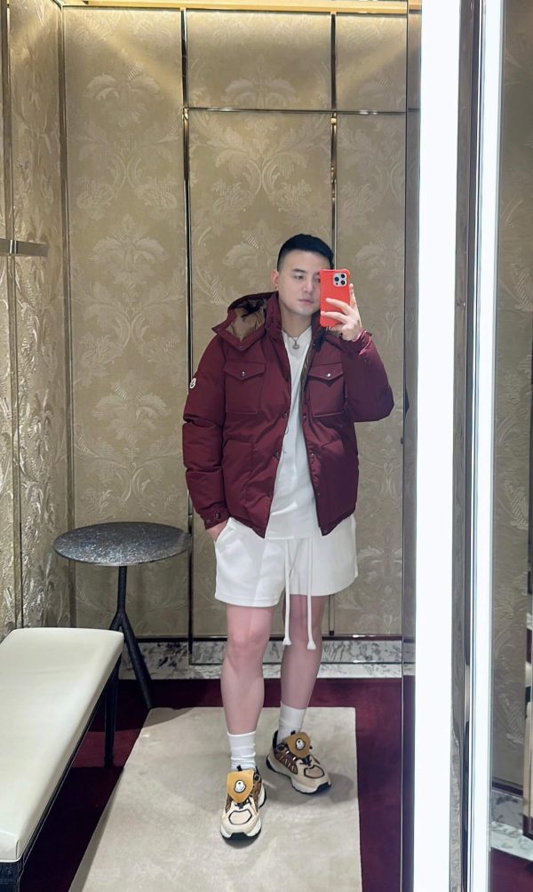 Moncler Fornas Rouge Double Pocket Hooded Down Jacket- Burgundy