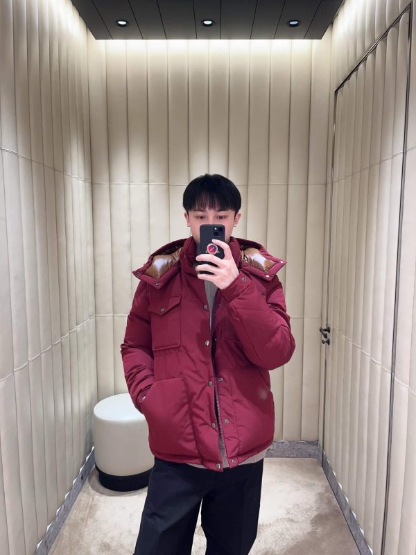 Moncler Fornas Rouge Double Pocket Hooded Down Jacket- Burgundy